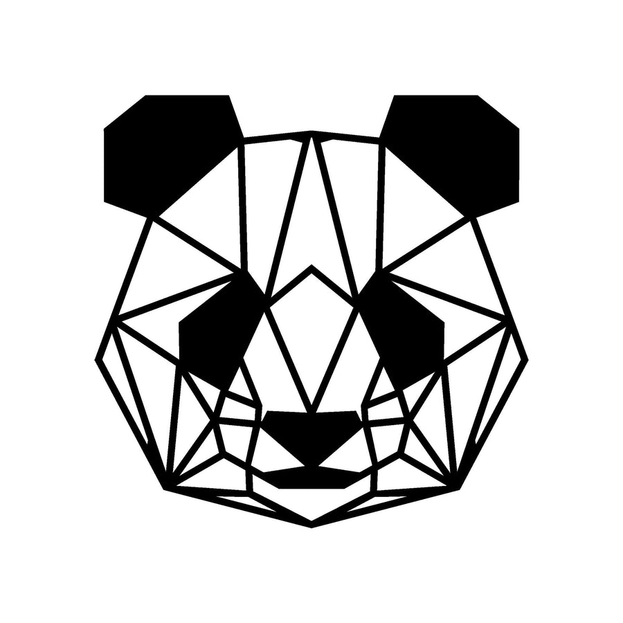 Geometrik Panda Metal Duvar Panosu - Siyah