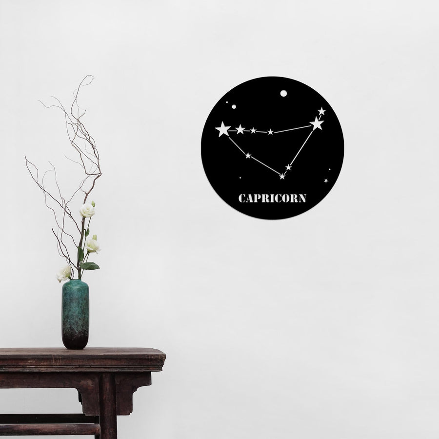 Capricorn Burcu Metal Duvar Panosu - Siyah