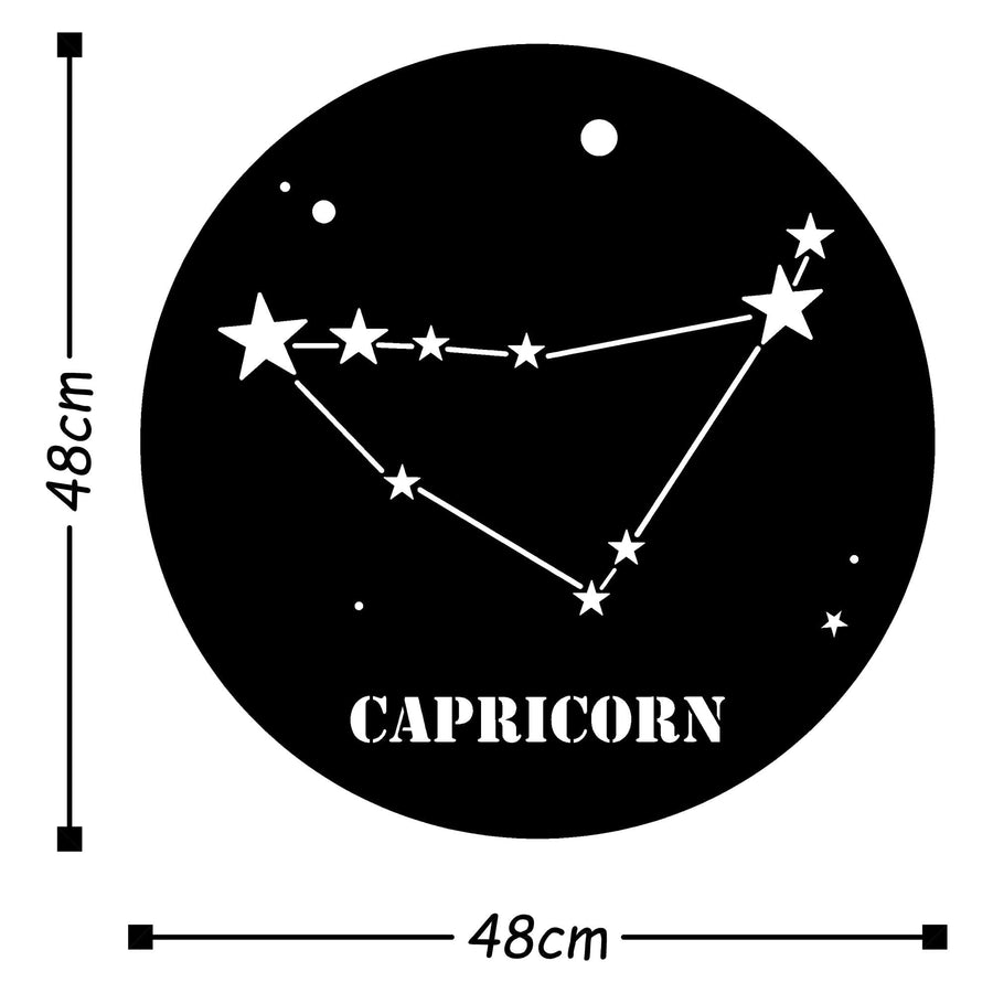 Capricorn Burcu Metal Duvar Panosu - Siyah