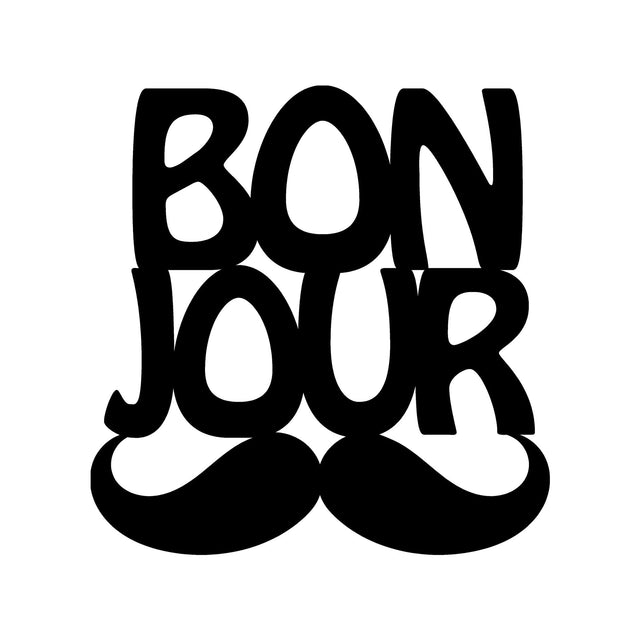 Bonjour Yazılı Metal Duvar Panosu - Siyah