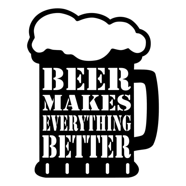 Beer Makes Everything Better Yazılı Metal Pano - Siyah