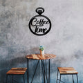 Coffee Time Yazili Metal Duvar Panosu - Siyah