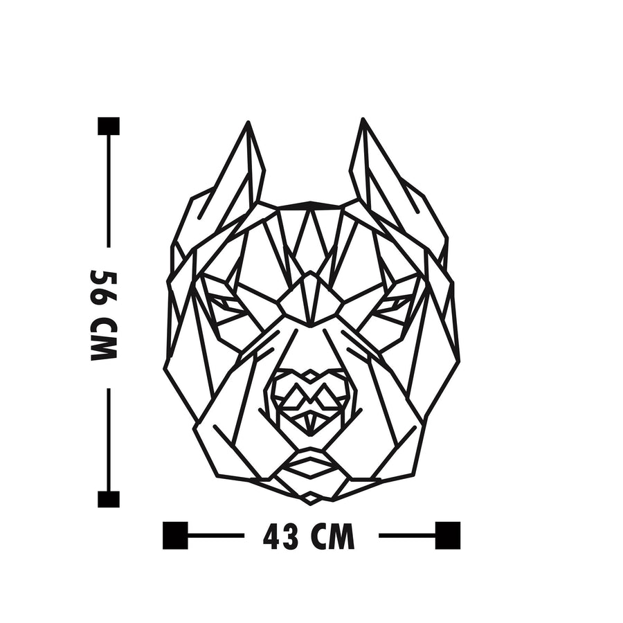 Geometrik Köpek Metal Duvar Panosu - Siyah