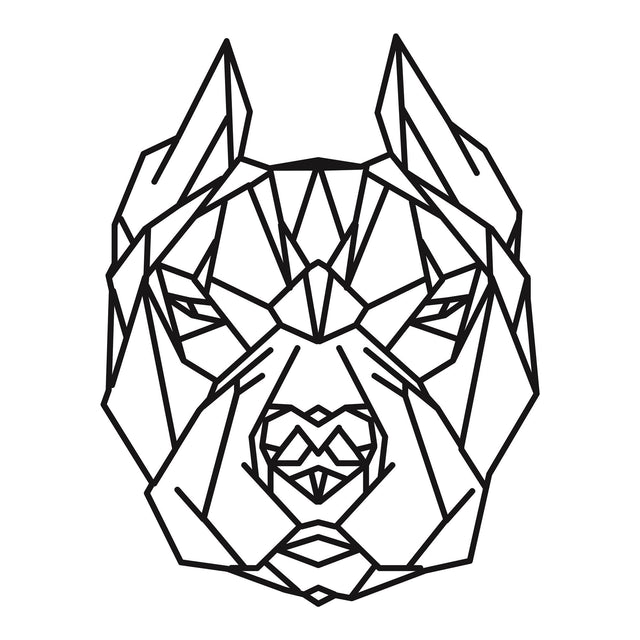 Geometrik Köpek Metal Duvar Panosu - Siyah