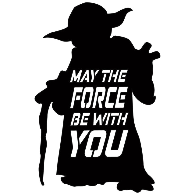 Yoda Silüet Yazılı Metal Duvar Panosu - Siyah