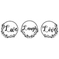 Live Laugh Love Üclü Çelenk Metal Duvar Panosu - Siyah