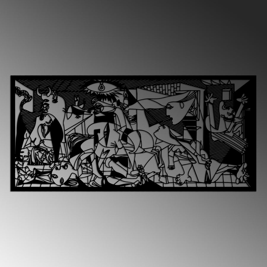 Guernica Kübist Metal Duvar Panosu - Siyah