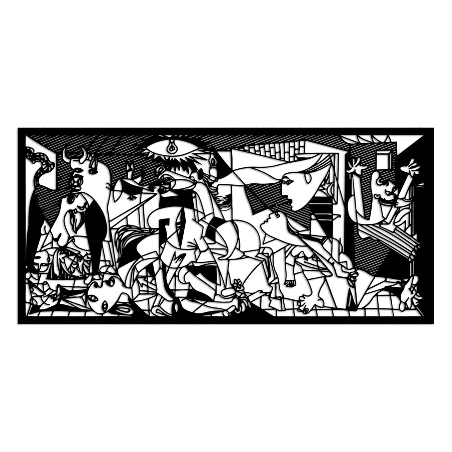 Guernica Kübist Metal Duvar Panosu - Siyah