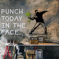 Banksy Cicek Atan Adam Metal Pano Yesil - Siyah