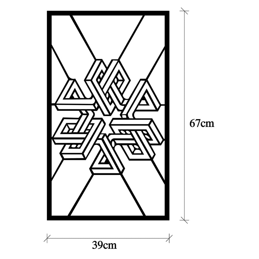 Geometrik Optik Metal Duvar Panosu - Siyah