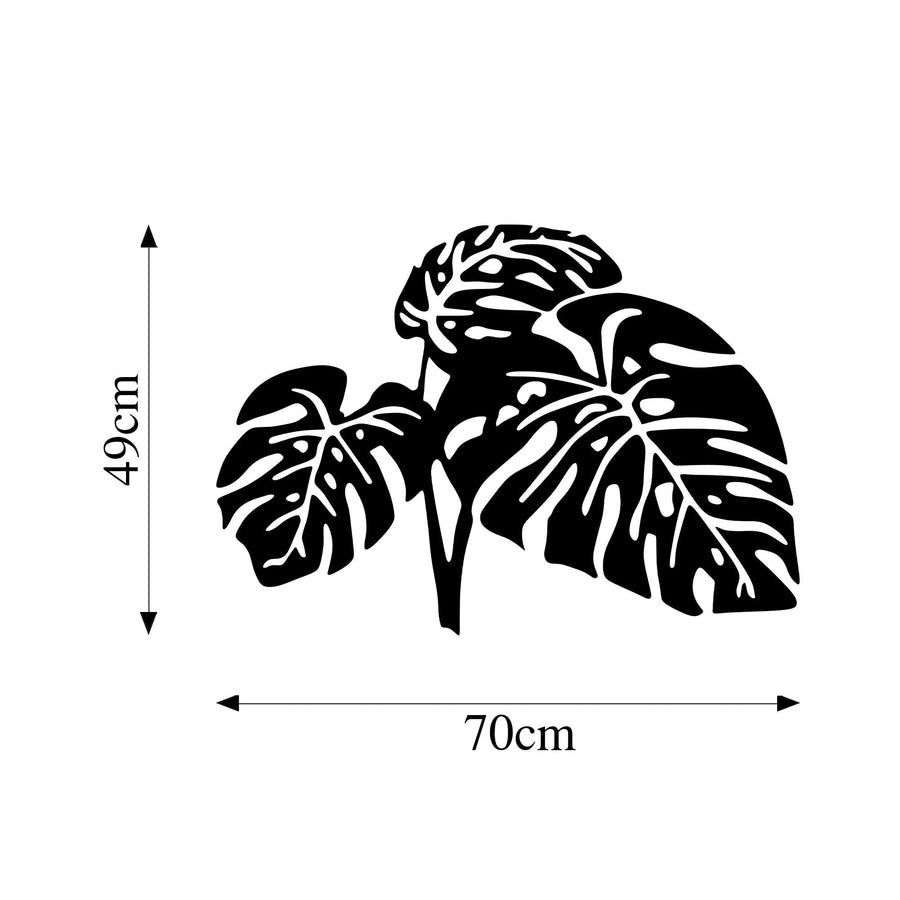 Monstera Yaprak Modern Metal Duvar Panosu - Siyah