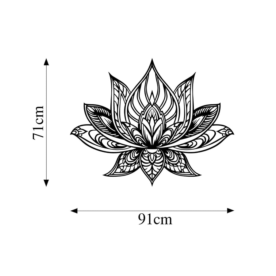 Lotus Mandala Metal Duvar Panosu - Siyah