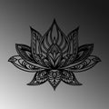 Lotus Mandala Metal Duvar Panosu - Siyah