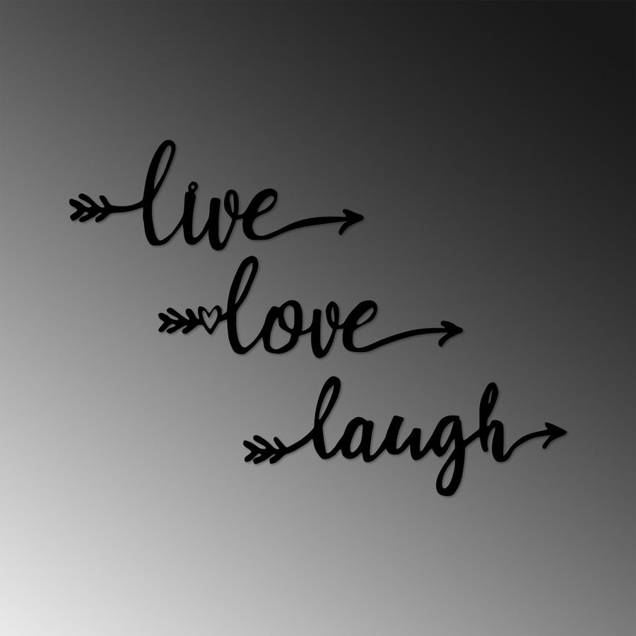 Live Love Laugh Yazılı Metal Duvar Panosu - Siyah