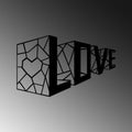 Love Yazili Polygon Metal Duvar Panosu - Siyah