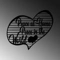 Peace at Home Yazili Kalp Metal Duvar Panosu - Siyah