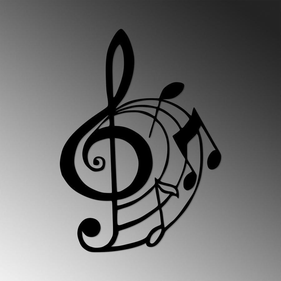 Nota Sol Anahtarı Metal Duvar Panosu - Siyah