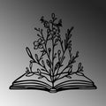 Kitap Çiçek Metal Duvar Panosu - Siyah
