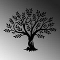Zeytin Ağacı Metal Duvar Panosu - Siyah