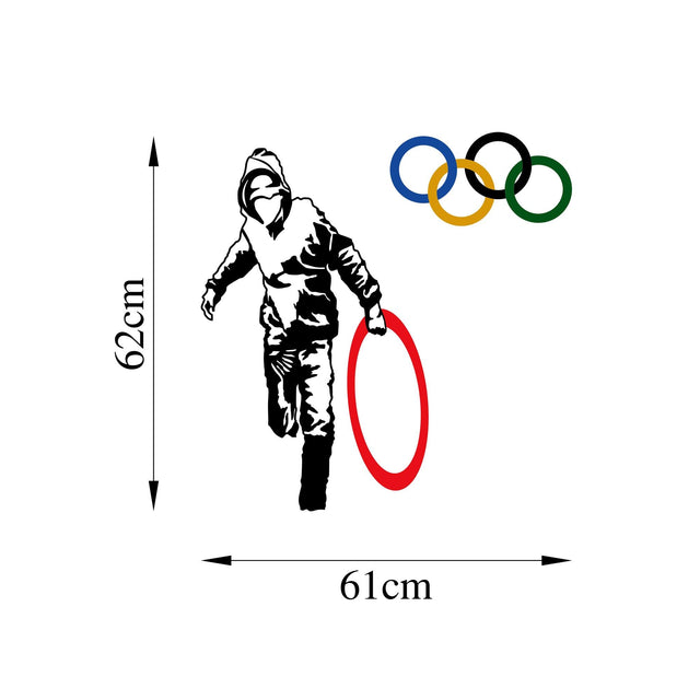 Olimpiyat Halkalı Stencil Metal Duvar Panosu - Çok Renkli