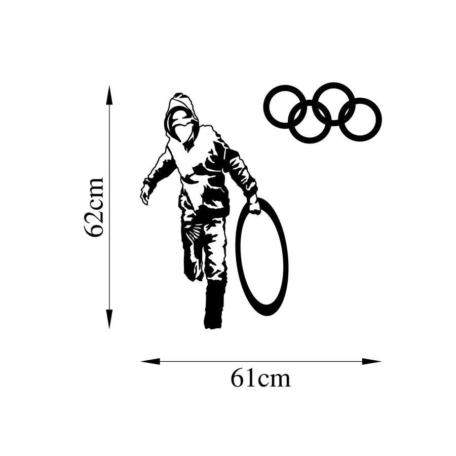 Olimpiyat Halkali Stencil Metal Duvar Panosu - Siyah