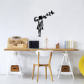 Kelebek Kiz Metal Duvar Panosu - Siyah