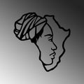 Afrika Kadin Profil Metal Duvar Panosu - Siyah