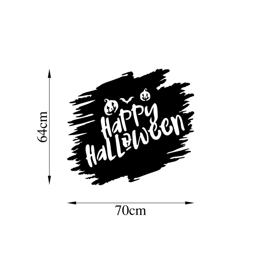 Happy Halloween Yazi Metal Duvar Panosu - Siyah