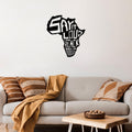 Afrika Haritasi Yazi Metal Duvar Panosu - Siyah