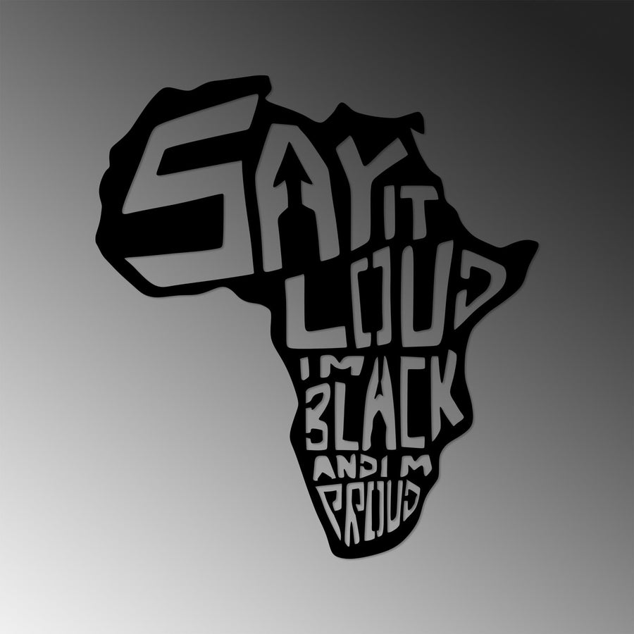 Afrika Haritasi Yazi Metal Duvar Panosu - Siyah