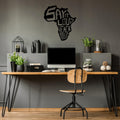 Afrika Haritasi Yazi Metal Duvar Panosu - Siyah