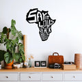 Afrika Haritasi Yazi Metal Duvar Panosu - Siyah