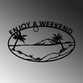 Enjoy A Weekend Palmiye Metal Duvar Panosu - Siyah
