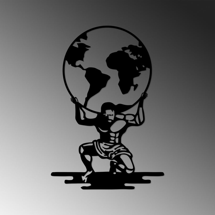 Atlas Mitolojik Metal Duvar Panosu - Siyah