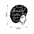 Afro Kadin Profil Beautiful Metal Duvar Panosu - Siyah