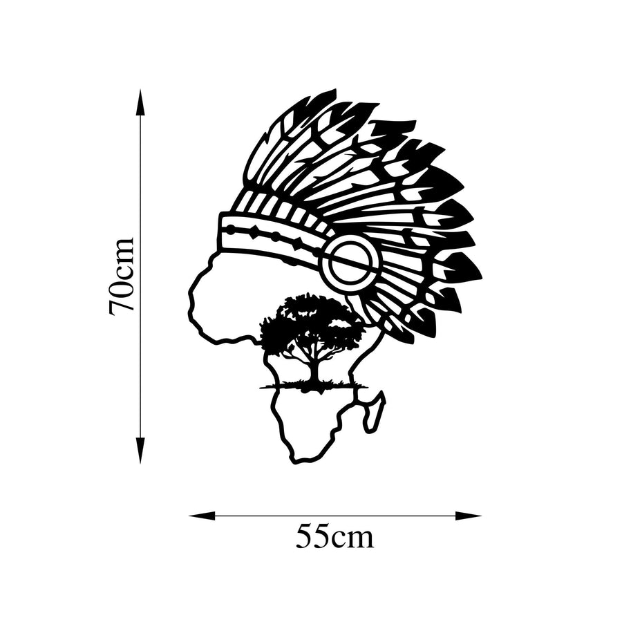 Afrika Haritasi Kizilay Baslikli Metal Duvar Panosu - Siyah