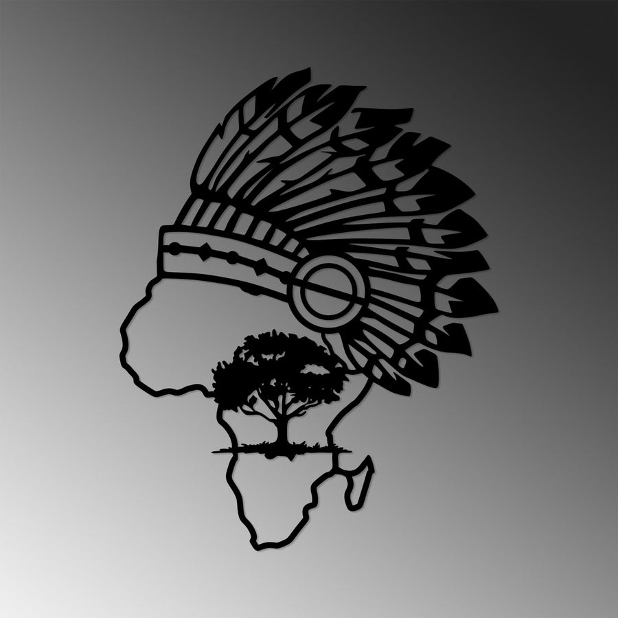 Afrika Haritasi Kizilay Baslikli Metal Duvar Panosu - Siyah