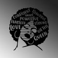 Afro Kadin Queen Love Metal Duvar Panosu - Siyah
