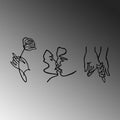 Sevgililer Line Art Metal Duvar Panosu - Siyah