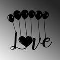Love Balonlu Yazi Metal Duvar Panosu - Siyah