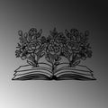Kitap ve Cicek Metal Duvar Panosu - Siyah