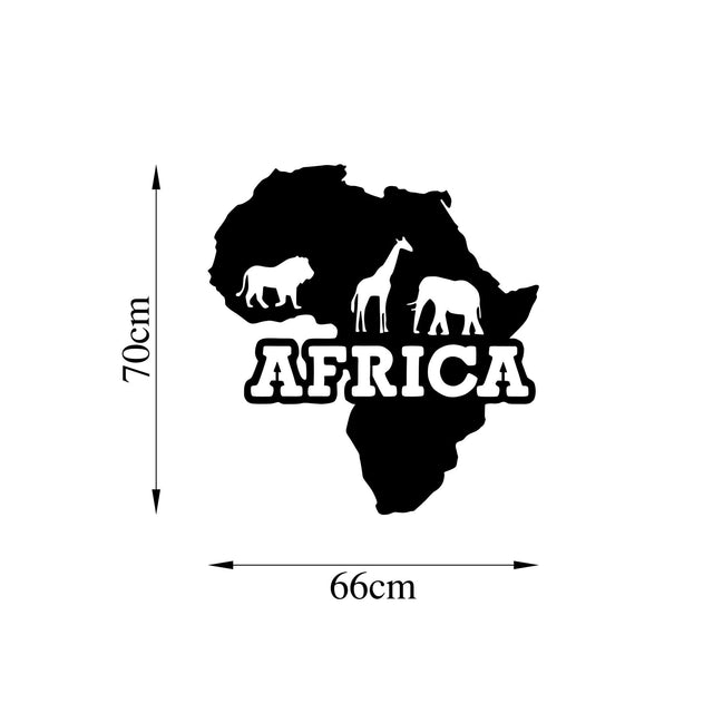 Afrika Haritası Metal Duvar Panosu - Siyah