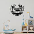 VW Beetle Plaj Metal Duvar Panosu - Siyah