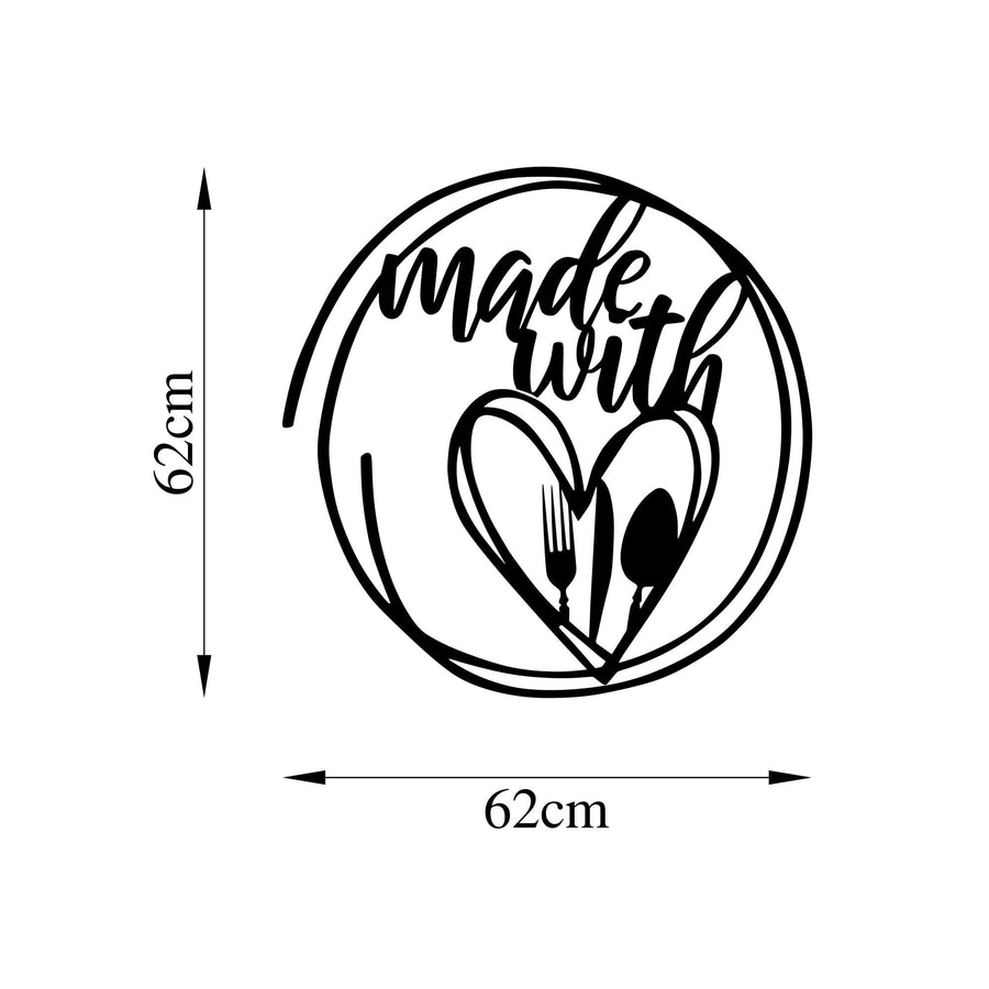Made With Love Metal Duvar Panosu - Siyah