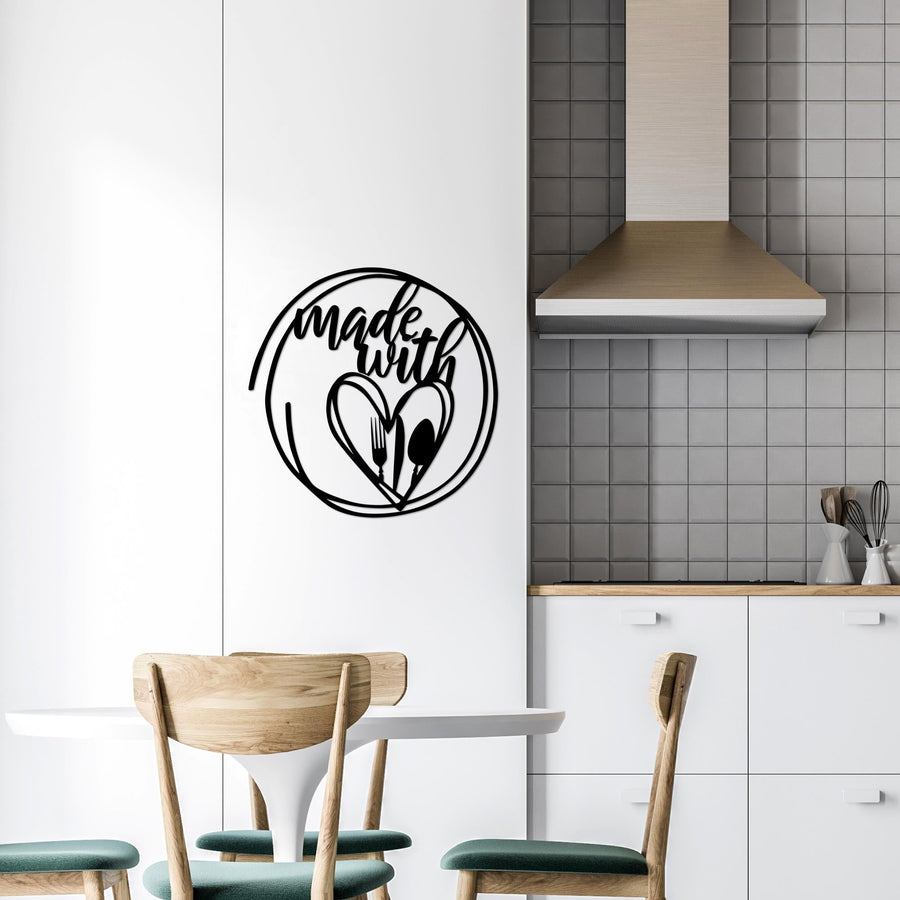 Made With Love Metal Duvar Panosu - Siyah