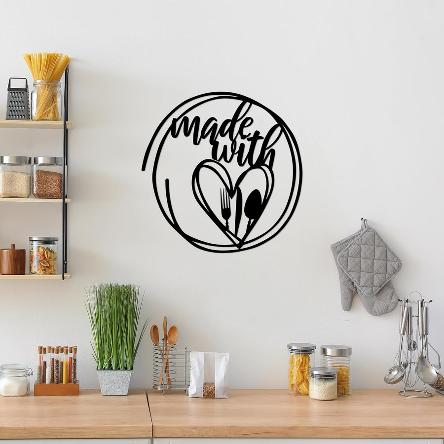 Made With Love Metal Duvar Panosu - Siyah