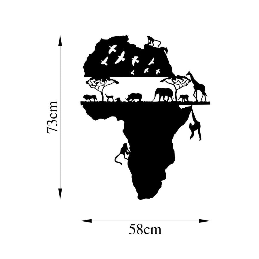 Afrika Haritasi Metal Duvar Panosu - Siyah