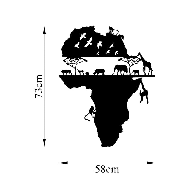 Afrika Haritası Metal Duvar Panosu - Siyah