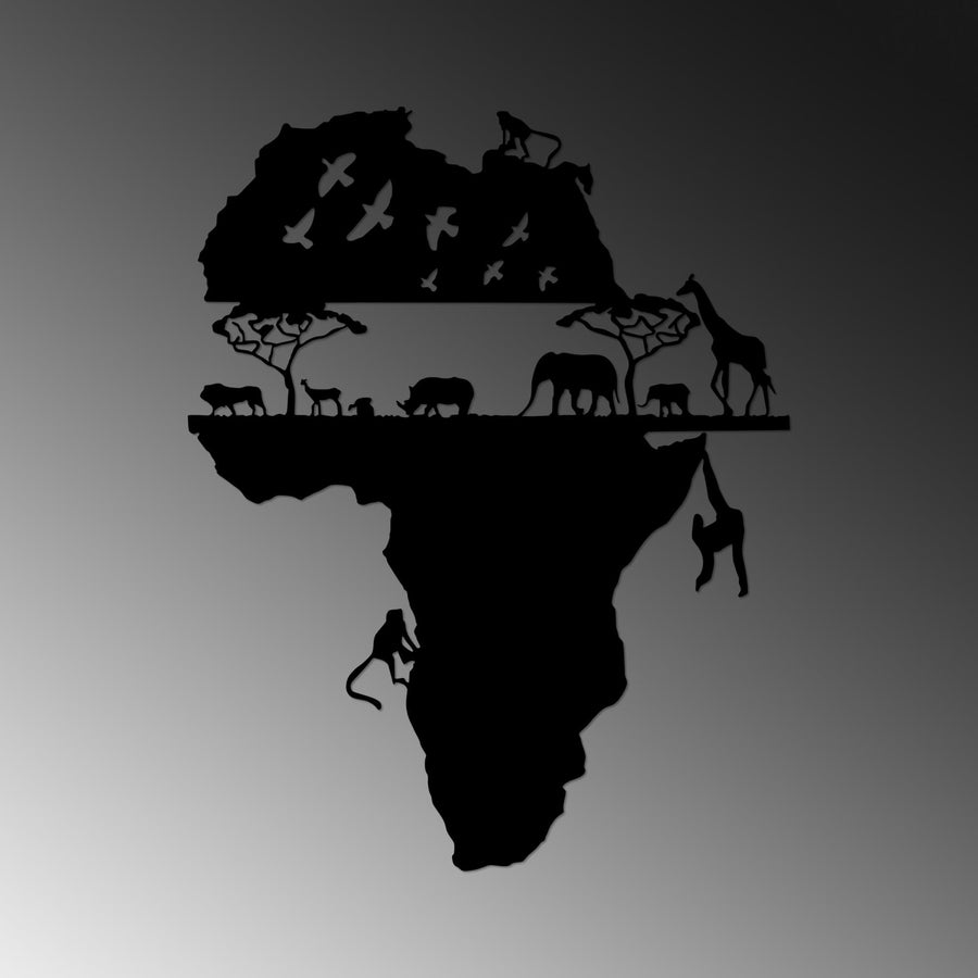 Afrika Haritasi Metal Duvar Panosu - Siyah