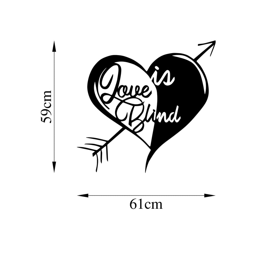 Love is Blind Metal Duvar Panosu - Siyah